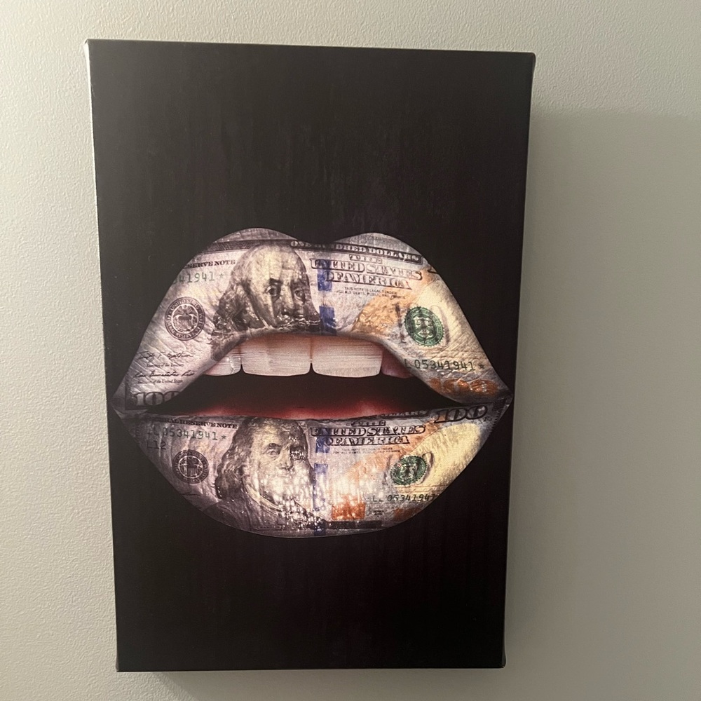 Modern Art Canvas with Money Lips Design